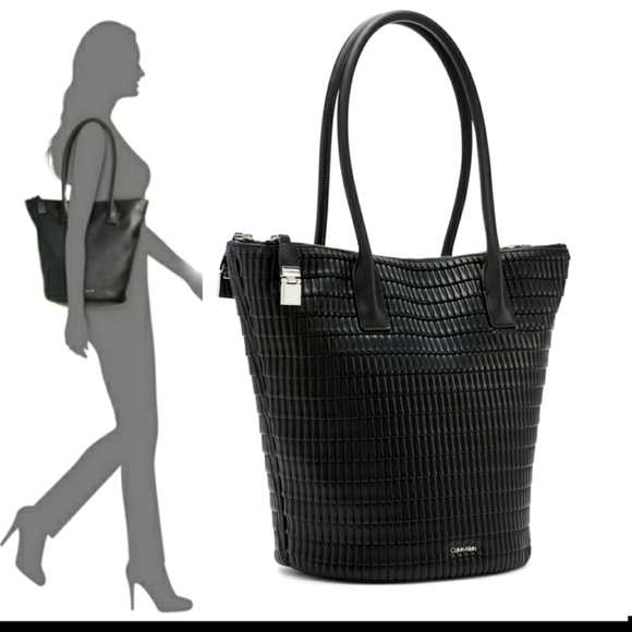 Calvin Klein Tote NWT Jet Black Large Tote Shoulder Modern Bag - Picture 14 of 16